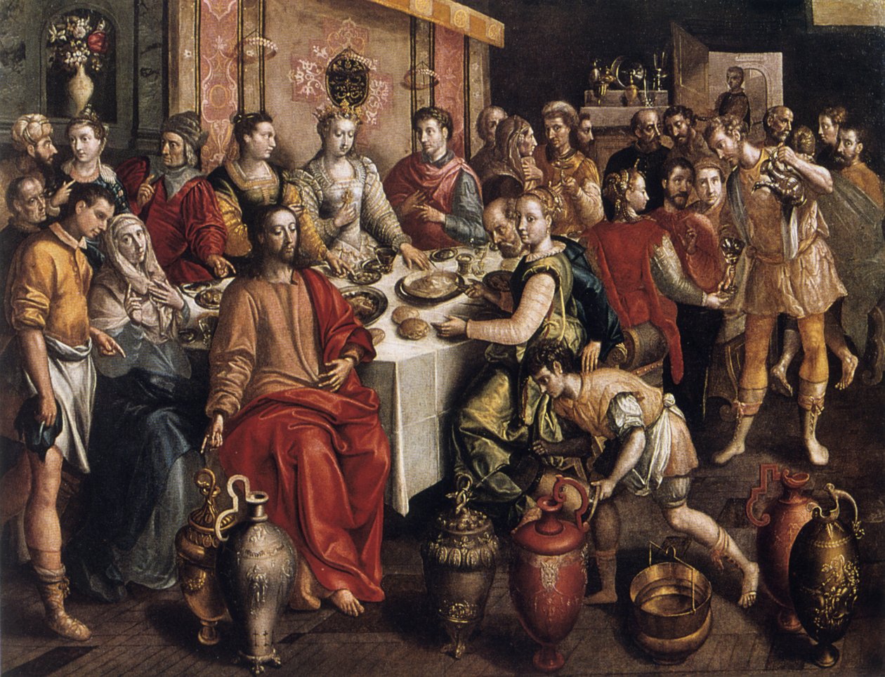 De bruiloft te Kana, 1596-1597 door Maarten de Vos