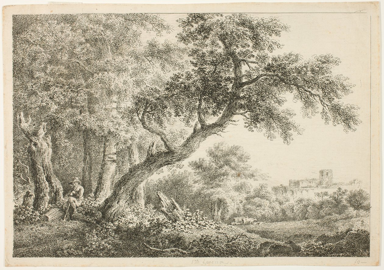 Wandelaar rustend in het bos door Martin von Molitor