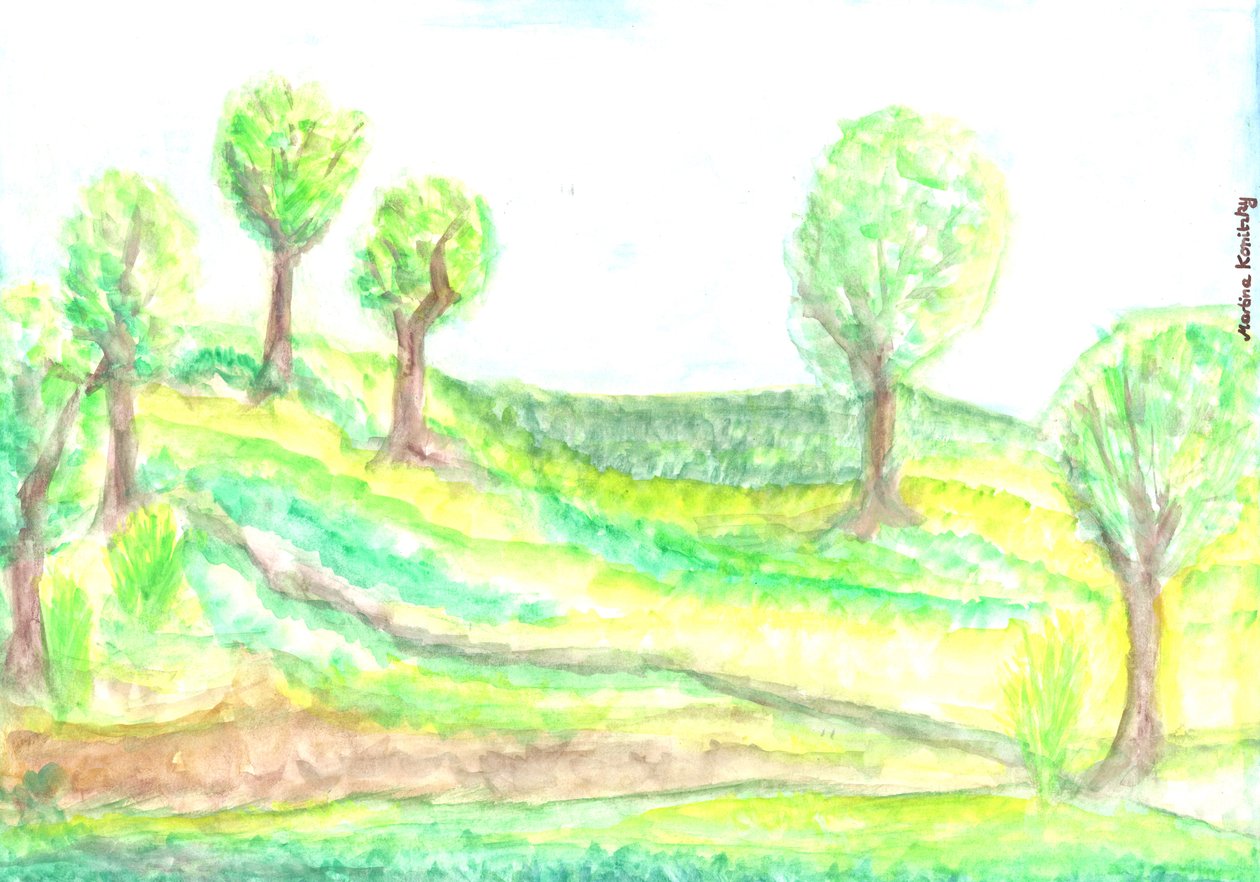 Uitzicht op de tuin in de lente door Martina Konitzky