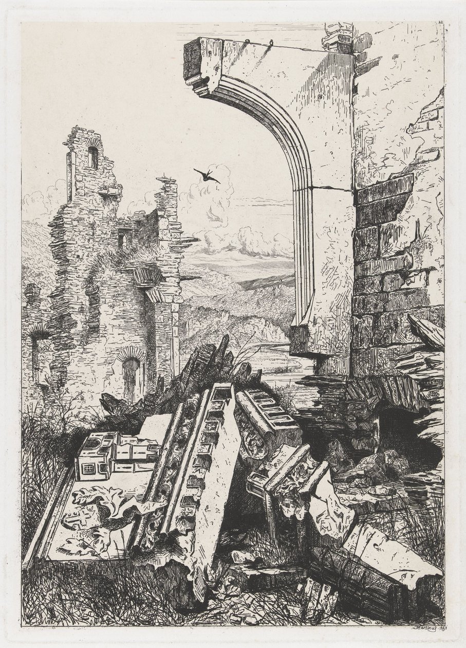 Ruïne van kasteel Bourscheid door Martinus Antonius Kuytenbrouwer jr.