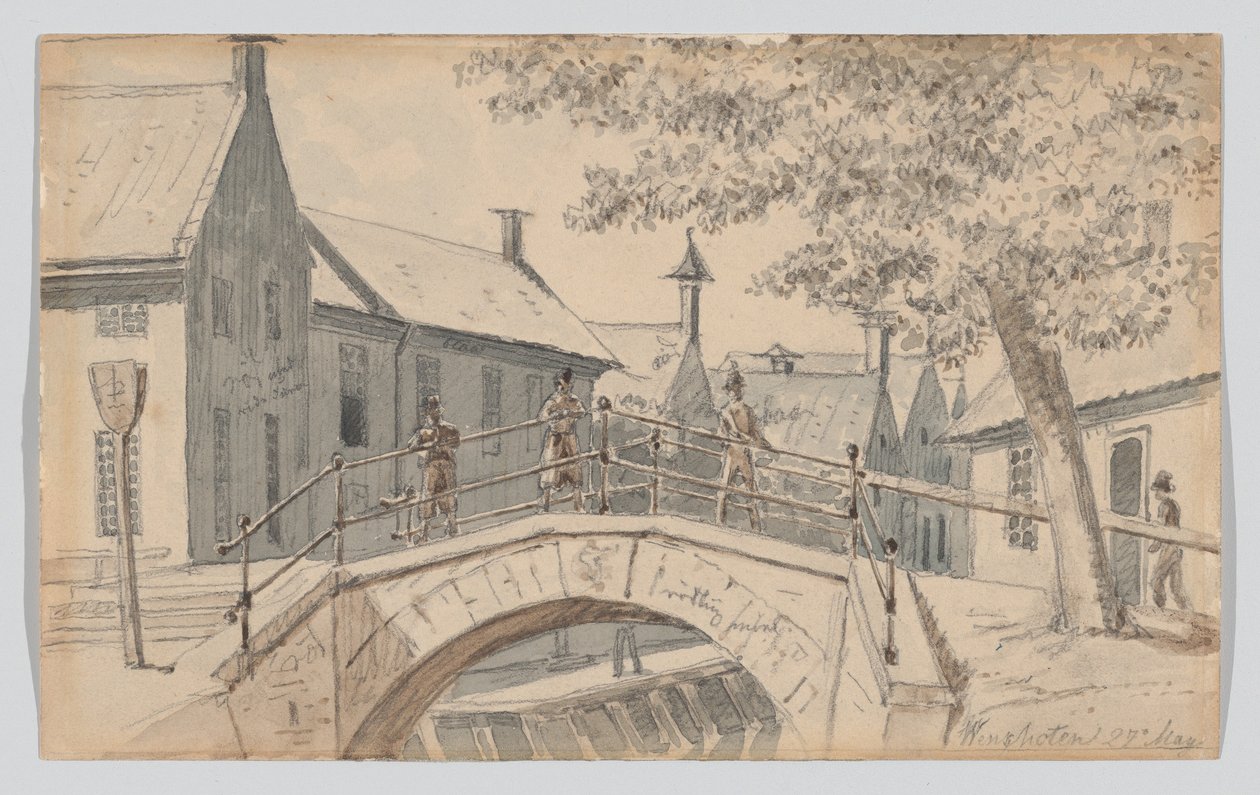 A Bridge over a Canal in Winschoten door Martinus Rørbye