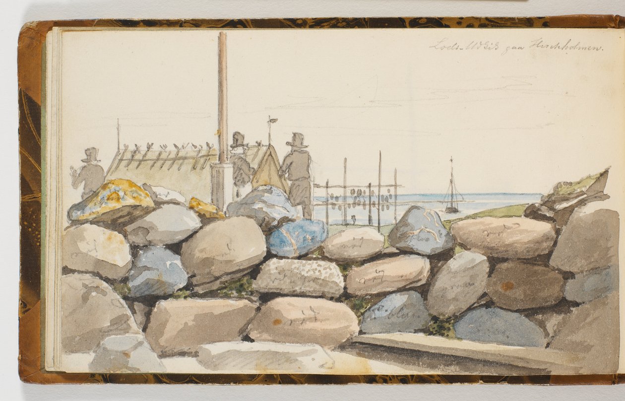 Kustlandschap met grote stenen op de voorgrond door Martinus Rørbye
