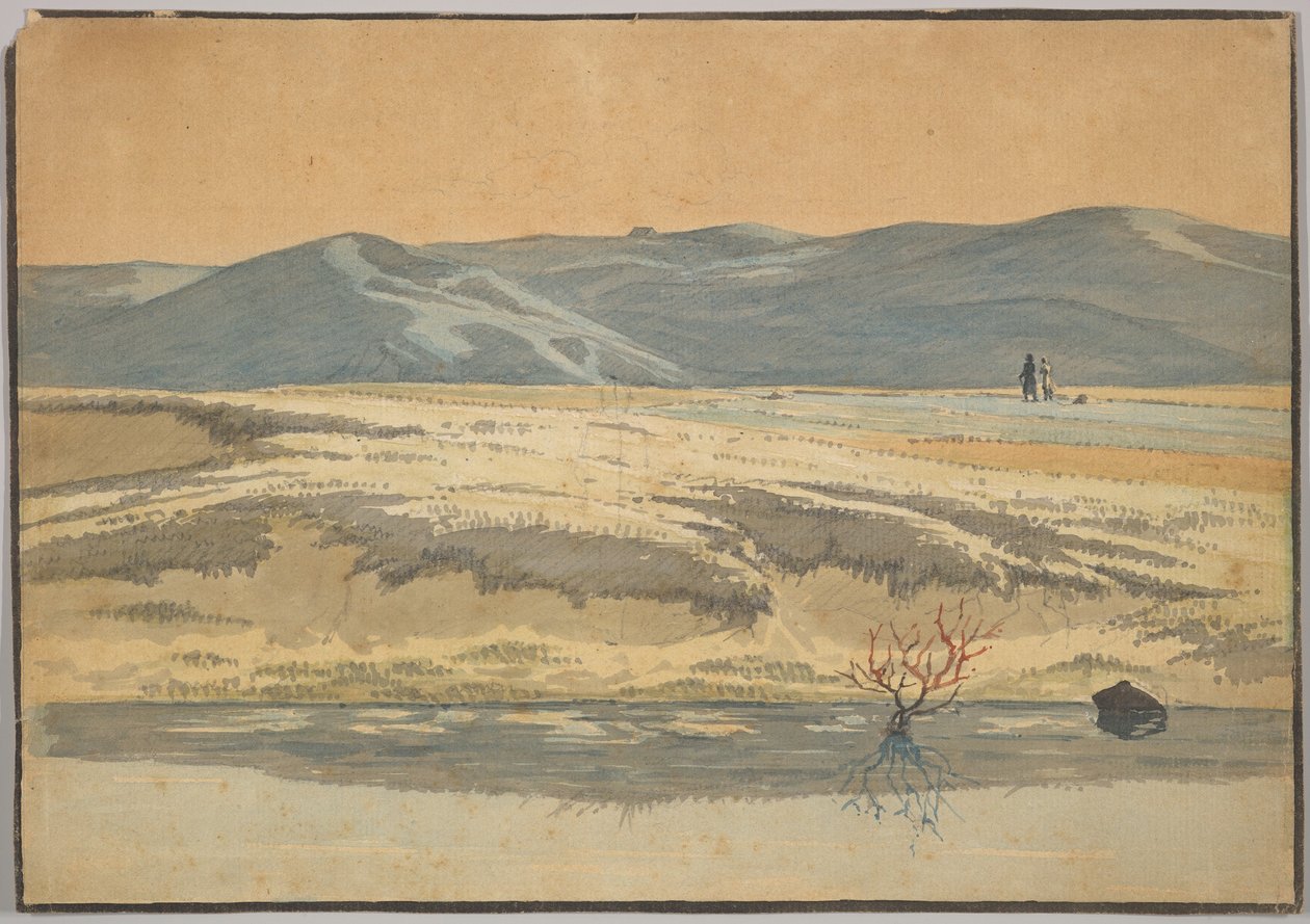 Landschap nabij Bangsbo, Noord-Jutland, met twee figuren door Martinus Rørbye