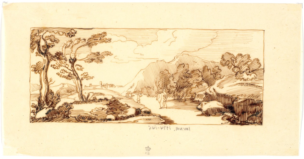 Landschaft mit biblischem Motiv door Martinus Rørbye