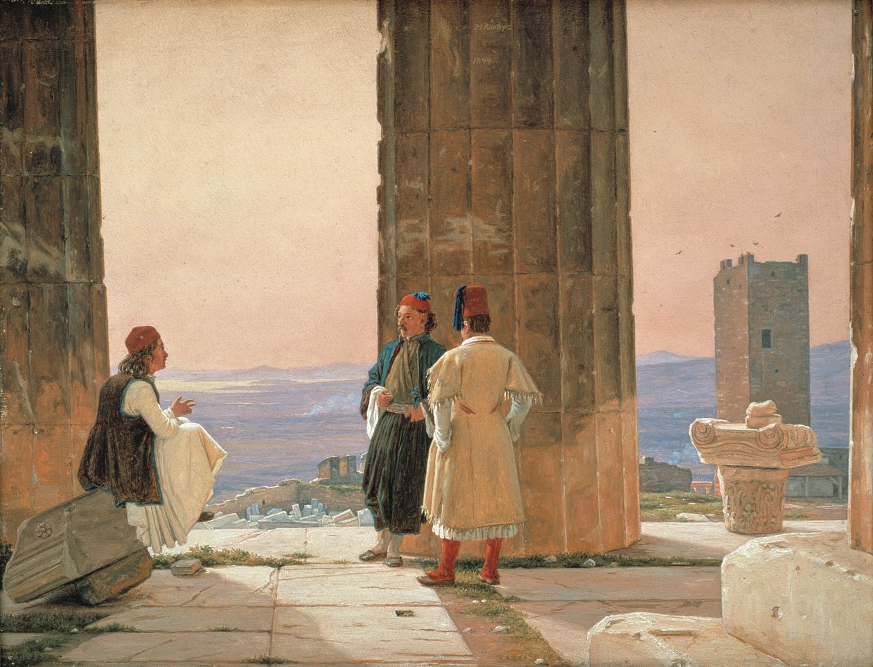 Het uitzicht vanaf de Tempel van Athena op de Akropolis door Martinus Rørbye