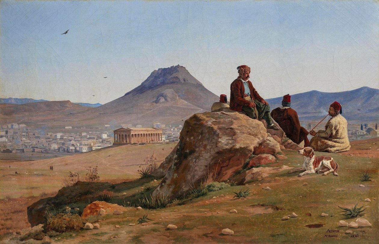 Uitzicht op Athene vanuit het zuidwesten door Martinus Rørbye