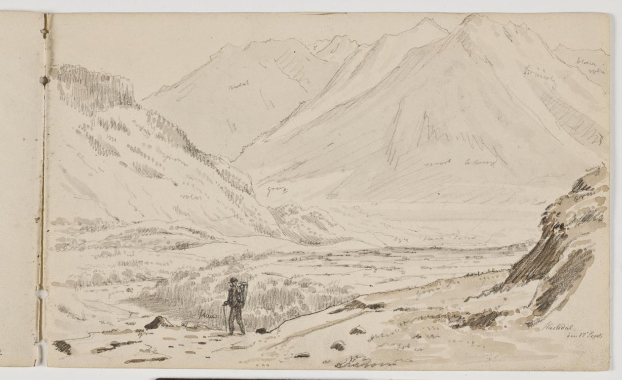 Berglandschap met wandelaar door Martinus Rørbye