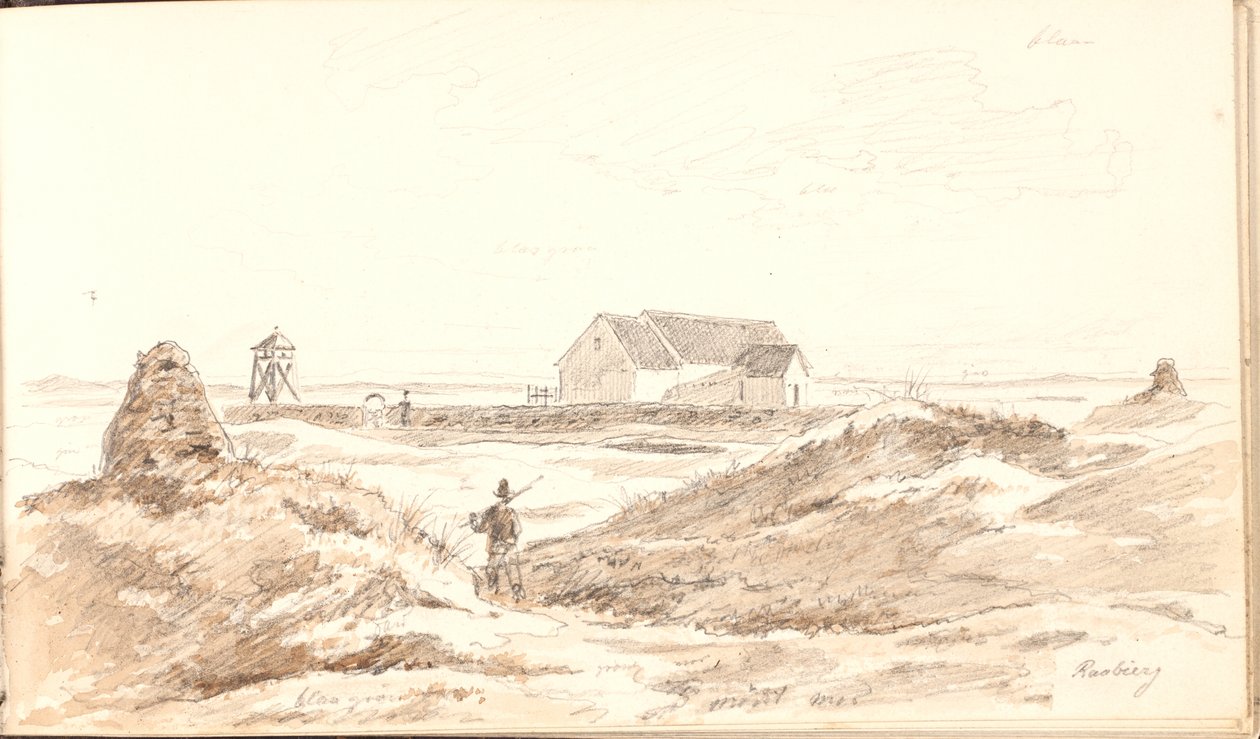 Duinlandschap bij Råbjerg Kirke door Martinus Rørbye