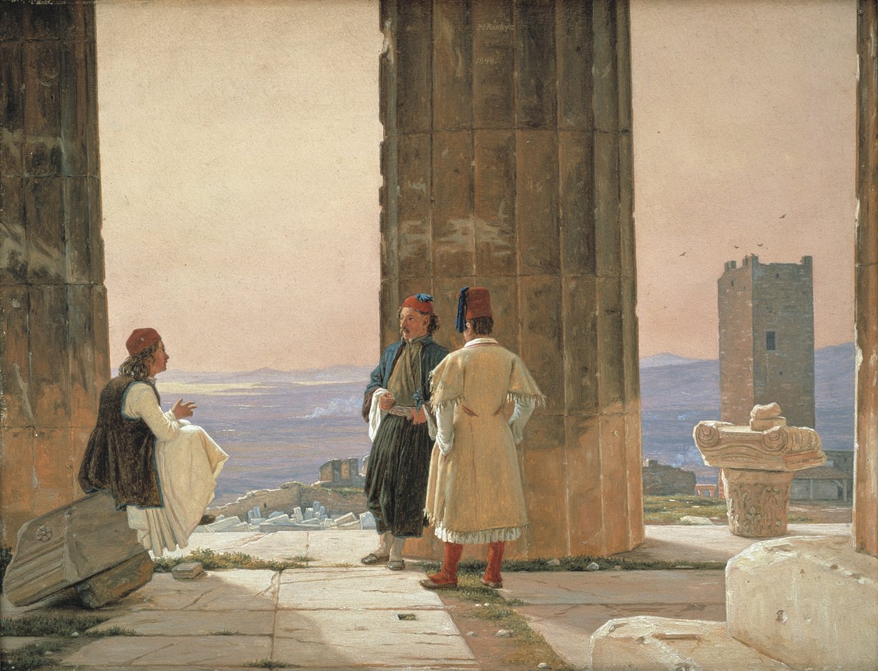 Het uitzicht vanaf de Tempel van Athena op de Akropolis door Martinus Rørbye