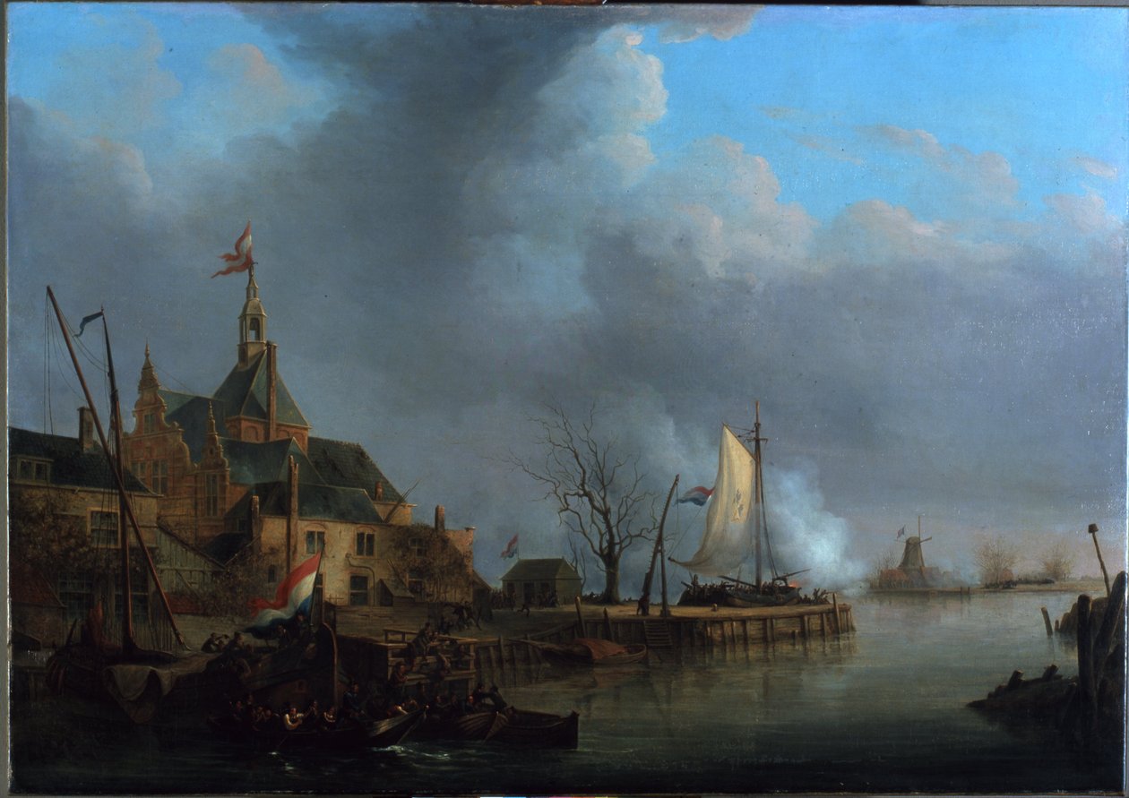 Dutch: De beschieting van Dordrecht door de Fransen op 24 november 1813 door Martinus Schouman
