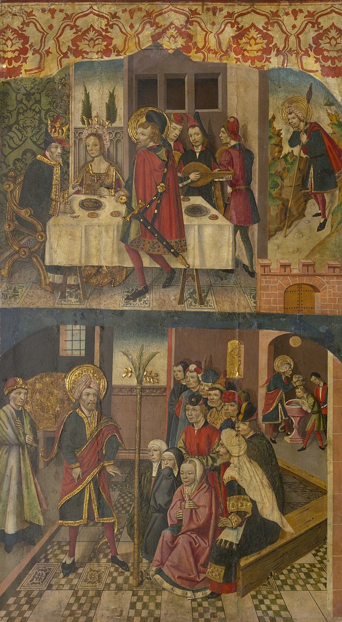 Sint Christoffel neemt afscheid van de Koning die Satan vreesde, Sint Christoffel en zijn bekeerlingen door Martín de Soria