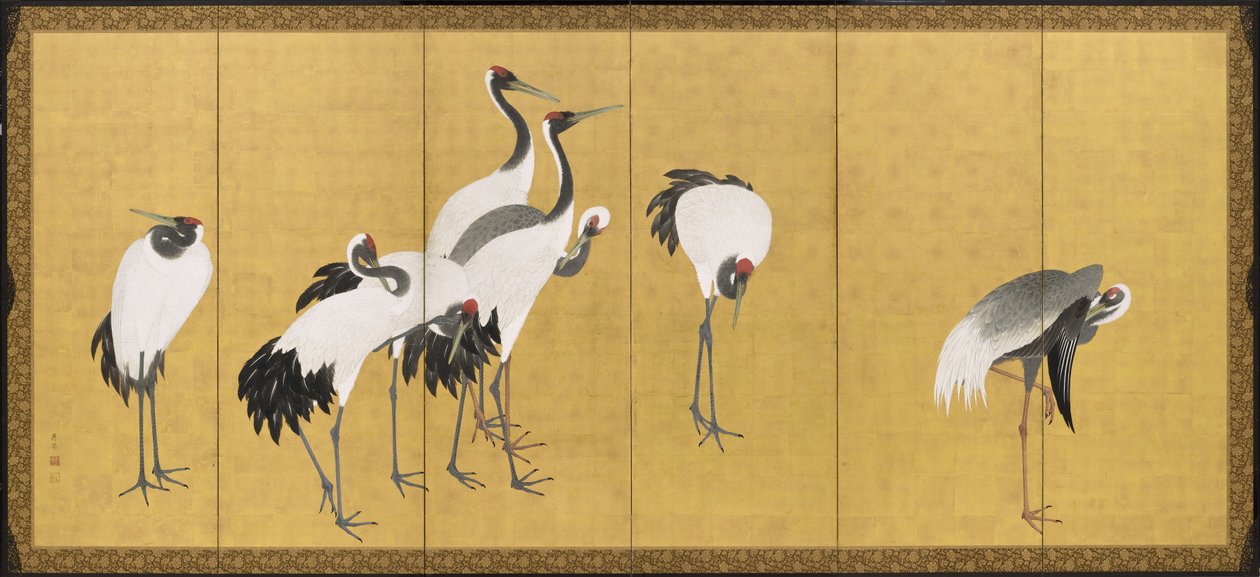 Kraanvogels door Maruyama Okyo