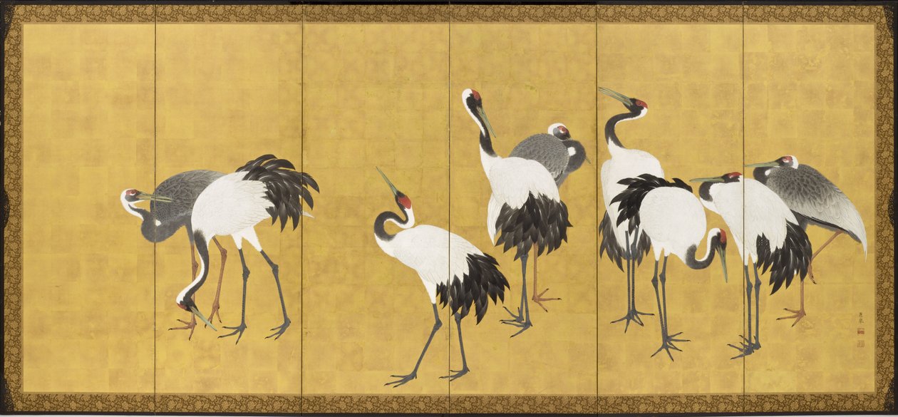 Kranen door Maruyama Okyo