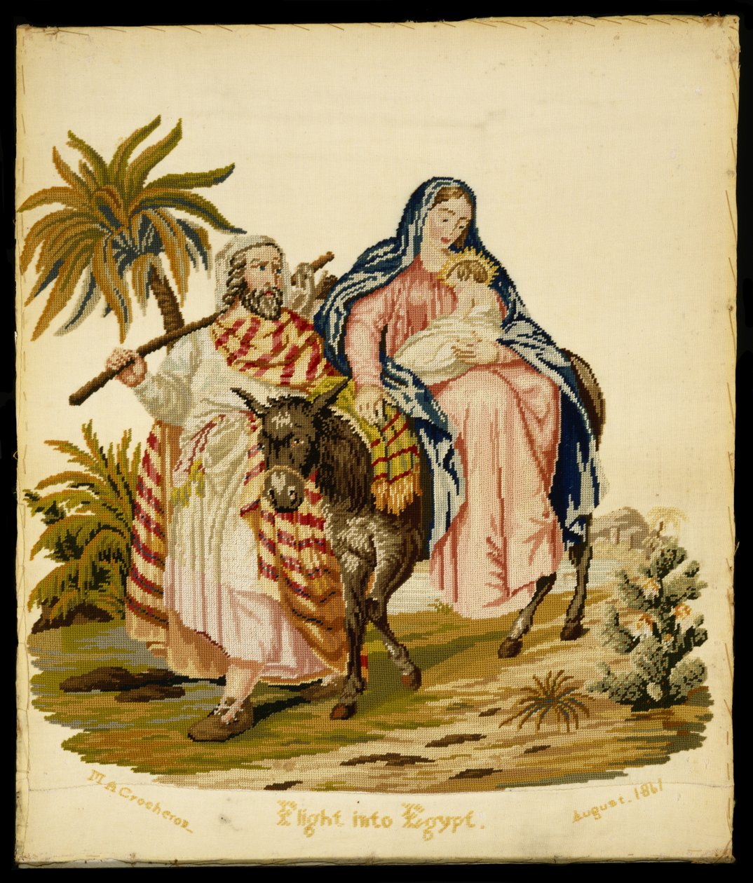 Vlucht naar Egypte, 1861 door Mary Ann 1812 1888 Crocheron