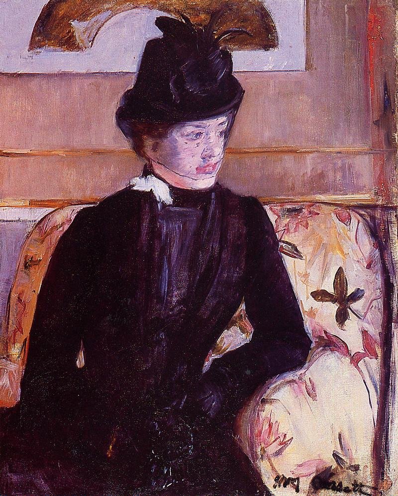 Jonge vrouw in het zwart door Mary Cassatt