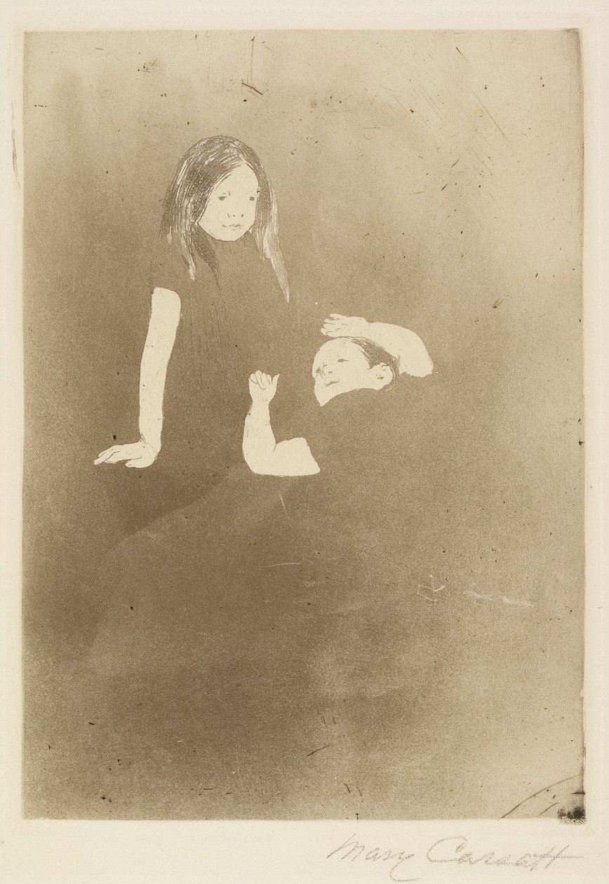 Twee kinderen op het gras, ca. 1887 door Mary Cassatt