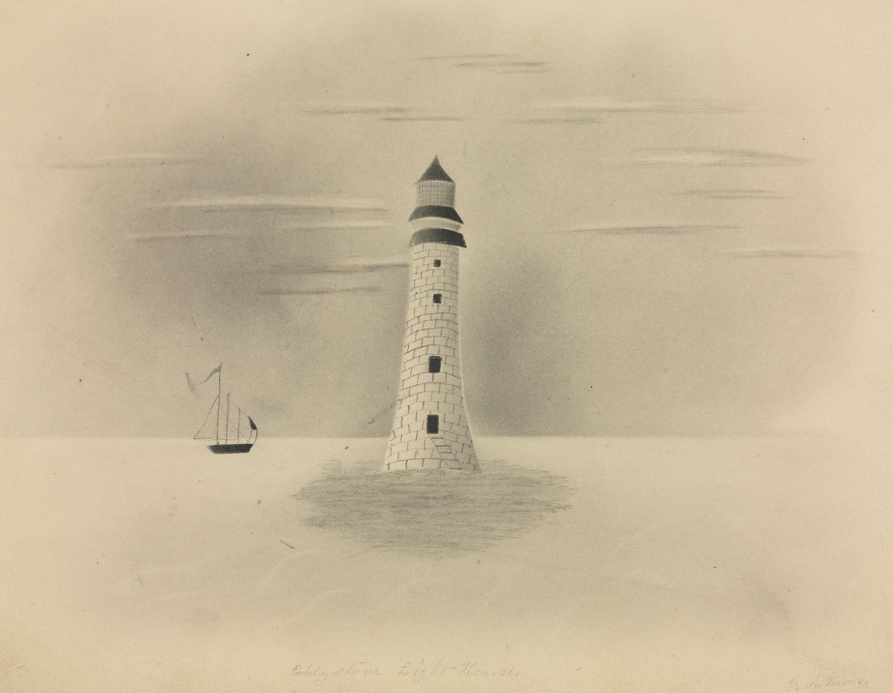 Eddystone Vuurtoren, 1840 door Mary Altha Nims