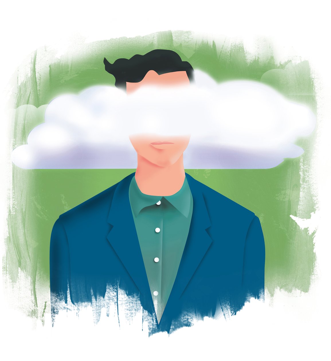 Hoofd in de wolken, 2015 (digitaal) door Mary Ann Smith