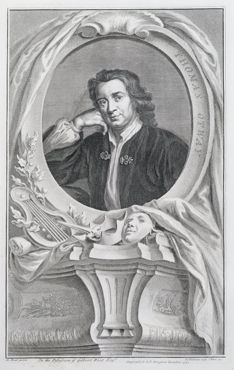 Thomas Otway, gegraveerd door Jacobus Houbraken, Amsterdam, 1741 door Mary Beale