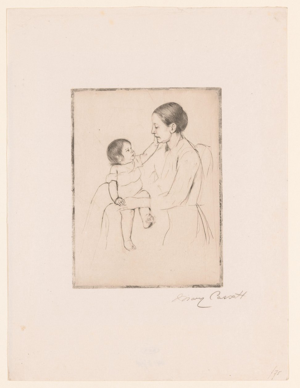 De liefkozing door Mary Cassatt (signed by artist)