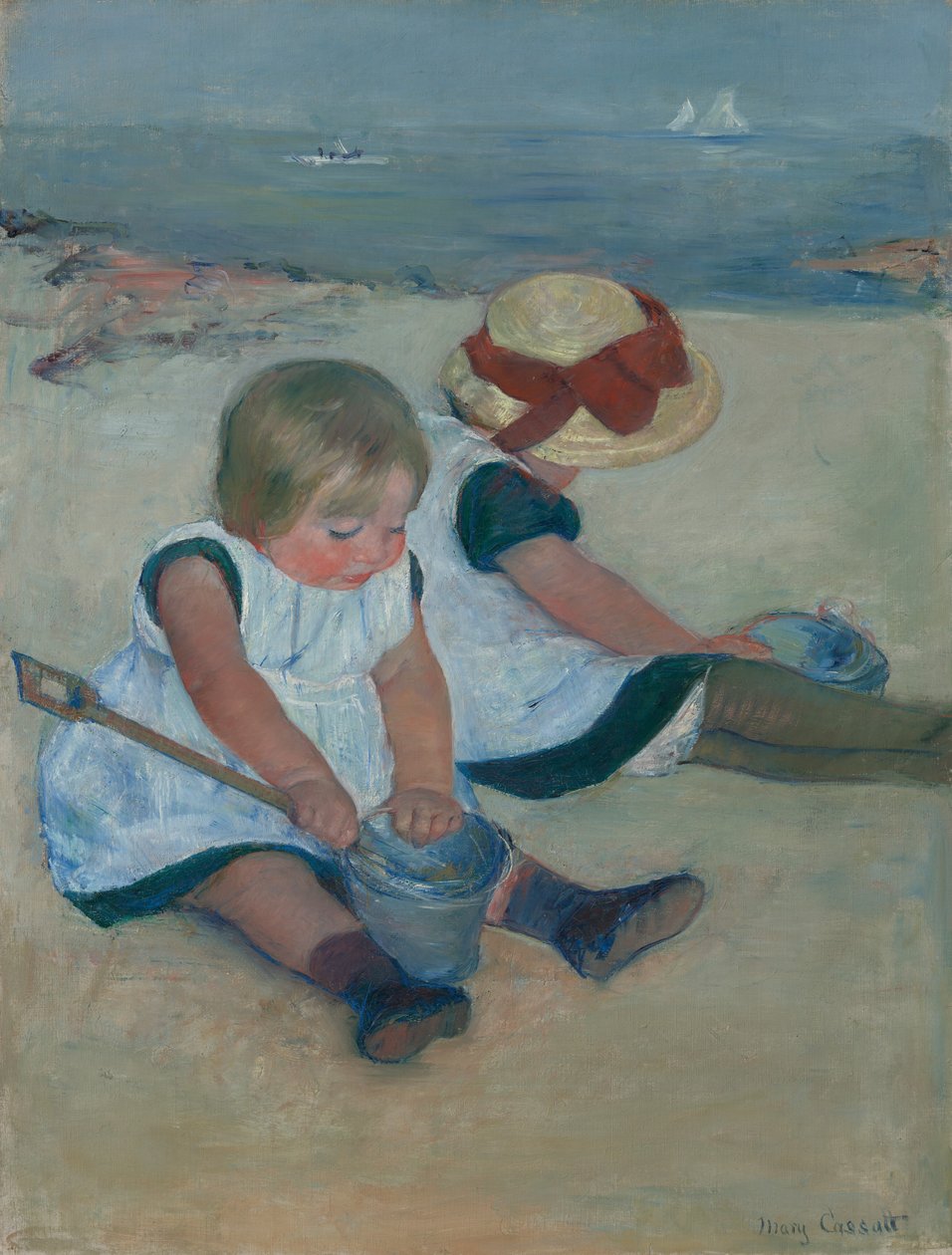 Kinderen die op het strand spelen door Mary Cassatt