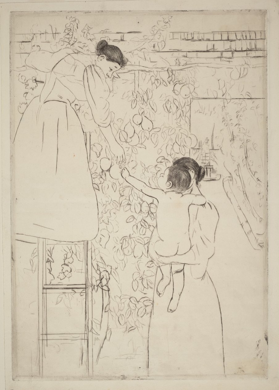Fruit plukken door Mary Cassatt