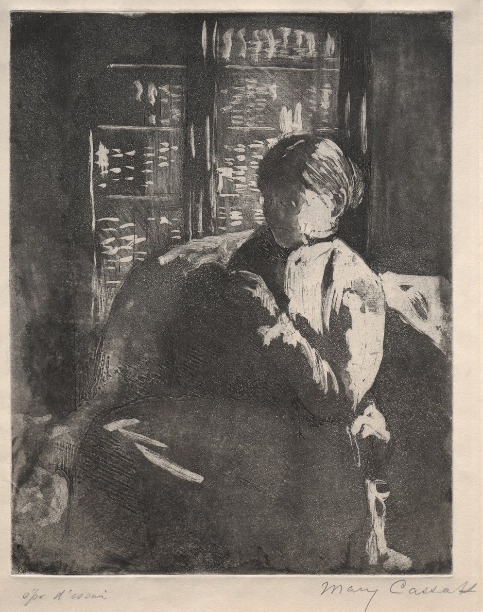 Breien in de Bibliotheek door Mary Cassatt