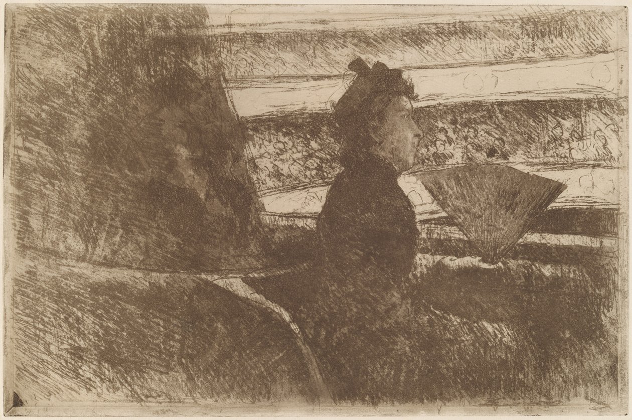 Dame in Zwart, in een Loge, Naar Rechts door Mary Cassatt
