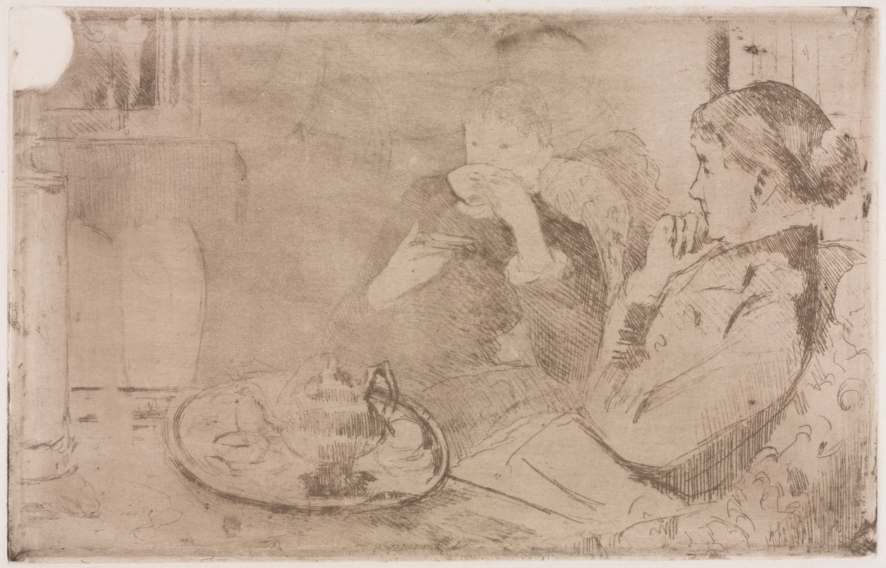 Lydia en haar moeder aan de thee, ca. 1880 door Mary Cassatt