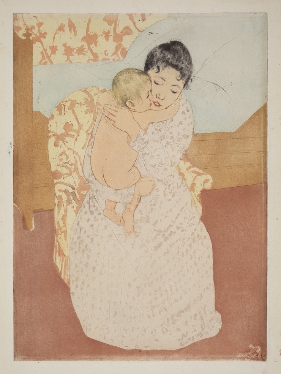 Moederlijke streling door Mary Cassatt