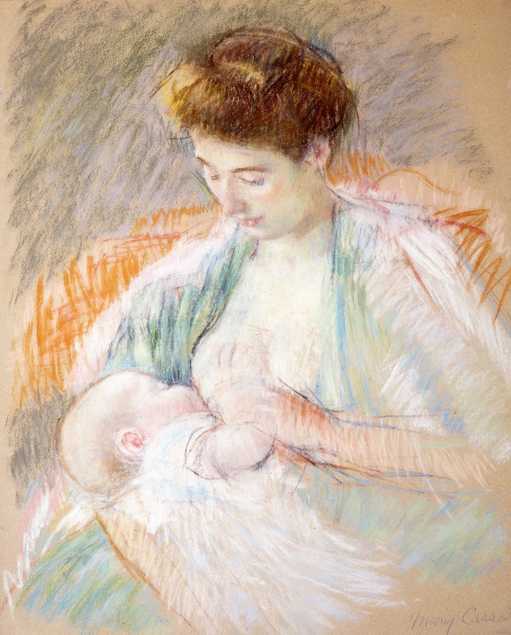 Moeder Rose die haar kind voedt door Mary Cassatt