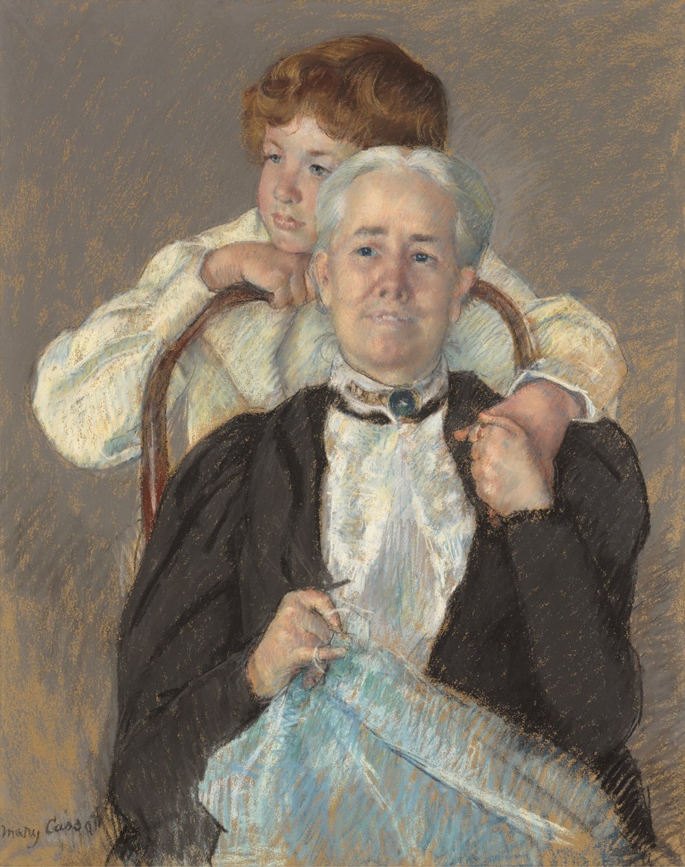 Portret van mevrouw Cyrus J. Lawrence met haar kleinzoon R. Lawrence Oakley door Mary Cassatt
