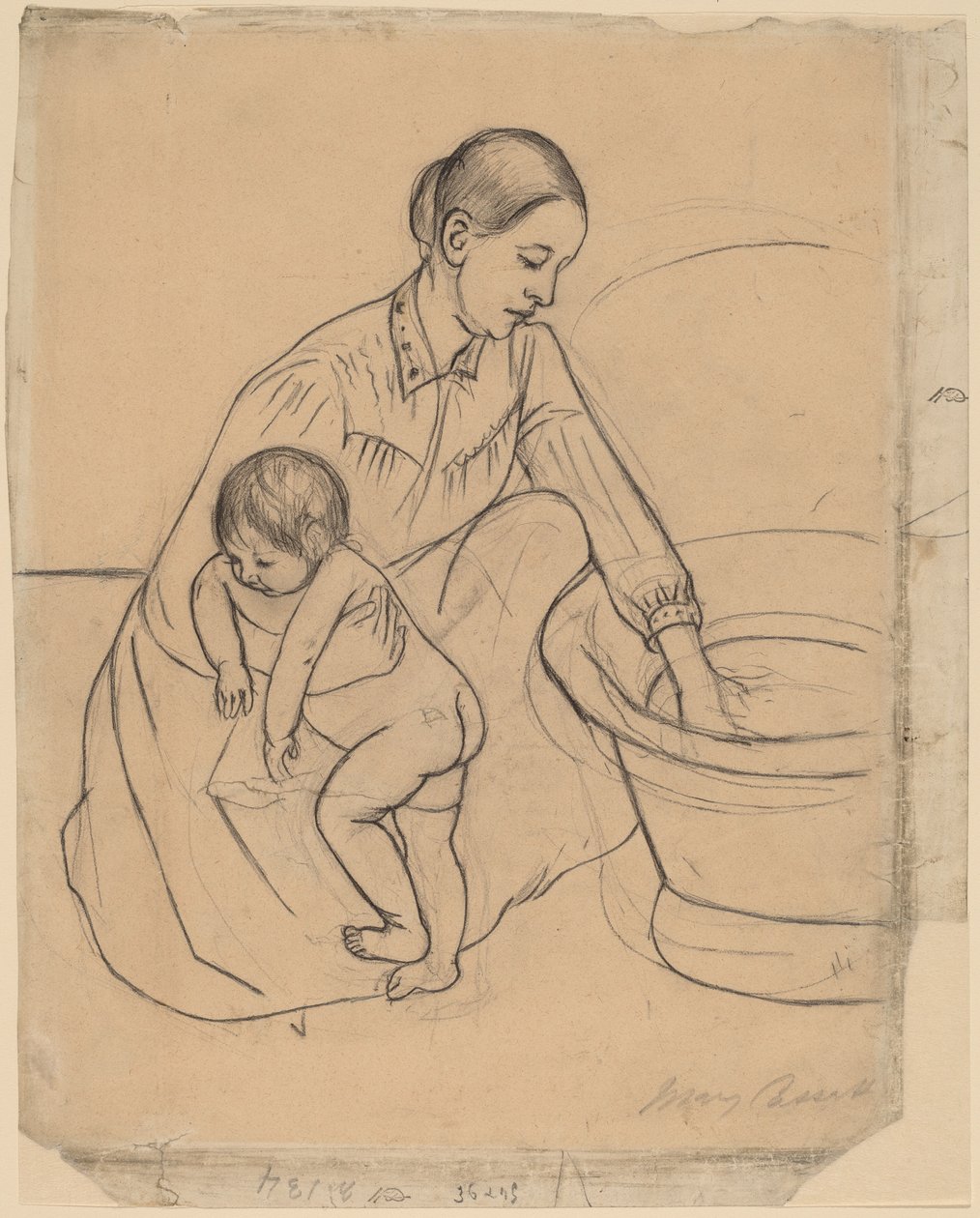 Het Bad [recto], 1890-1891 door Mary Cassatt