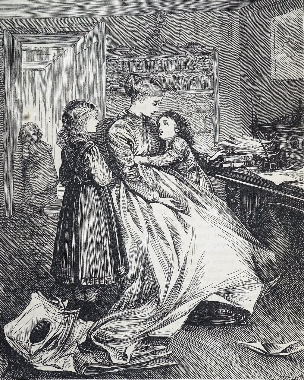 Een weduwe met haar kinderen door Mary Ellen Edwards