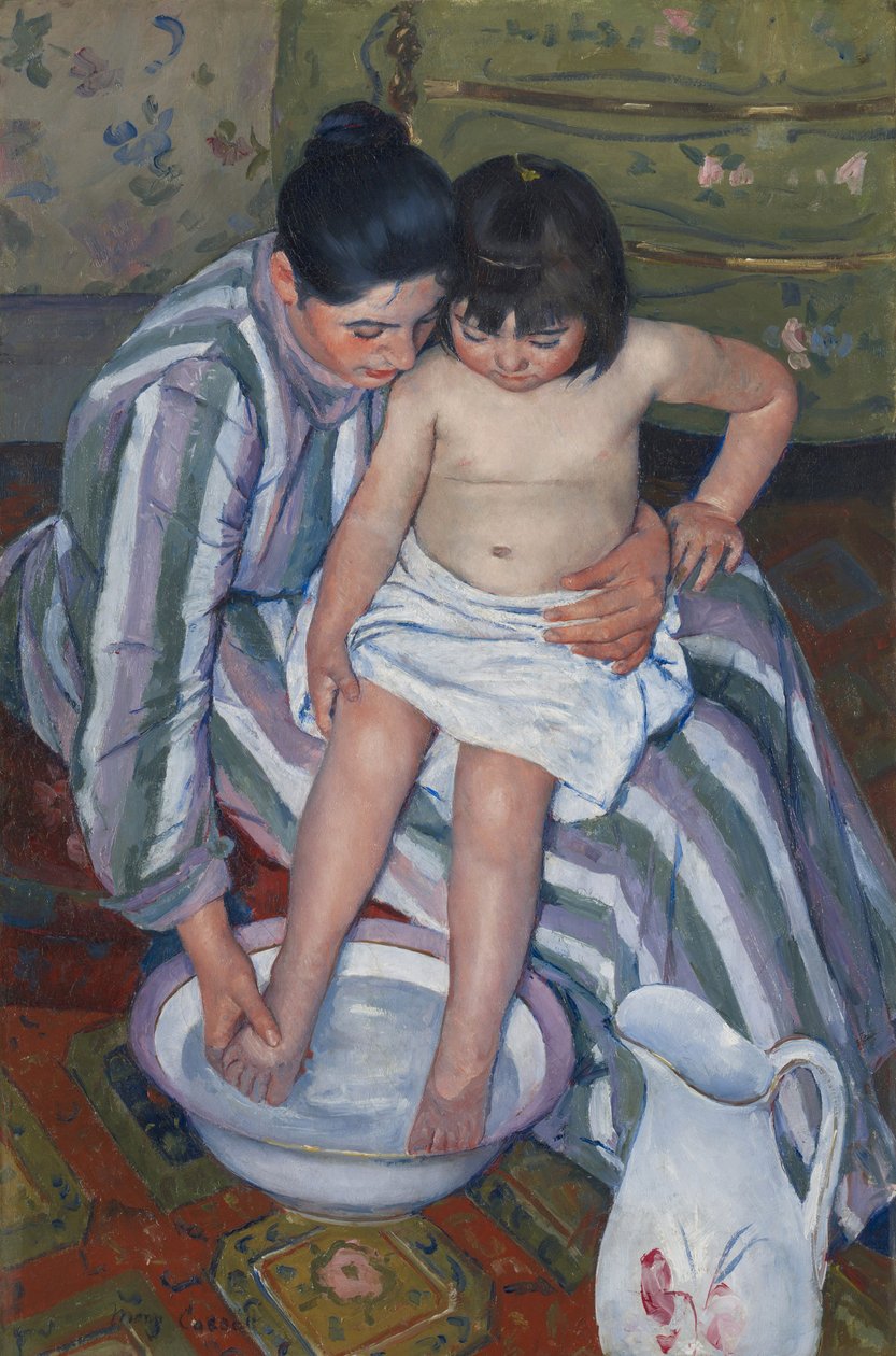 Het bad van het kind door Mary Stevenson Cassatt