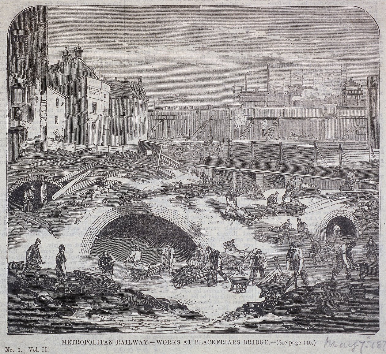 Blackfriars Bridge, Londen, 1863 door Mason Jackson