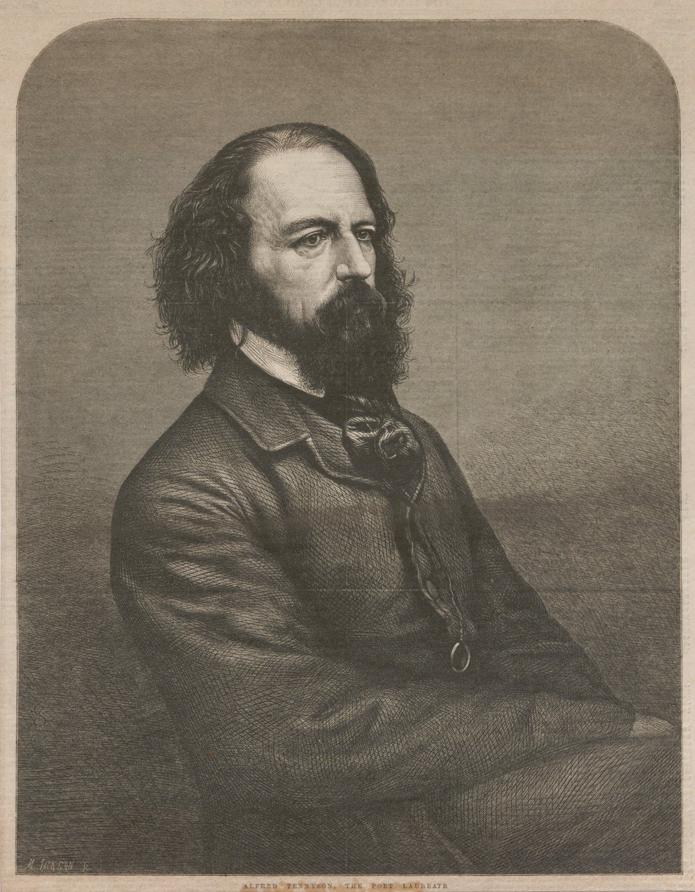 Portret van Alfred, Lord Tennyson 1809-1892, 1864 door Mason Jackson