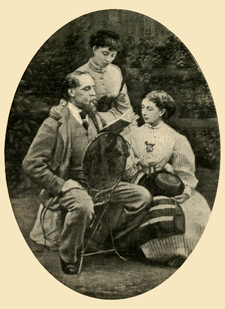 Charles Dickens leest voor aan zijn dochters, 1865, 1910 door Mason and Co.