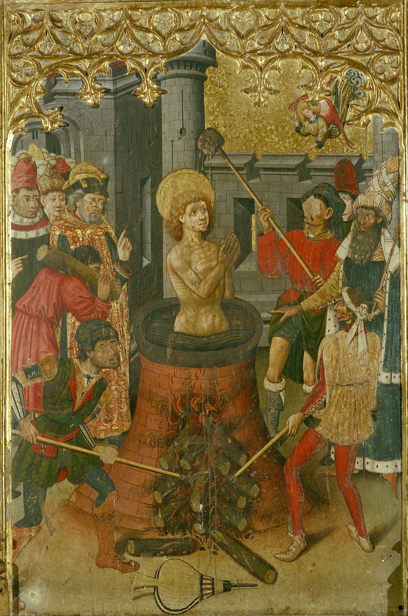 Martelaarschap van de Heilige Johannes de Evangelist door Master of Aiguatèbia