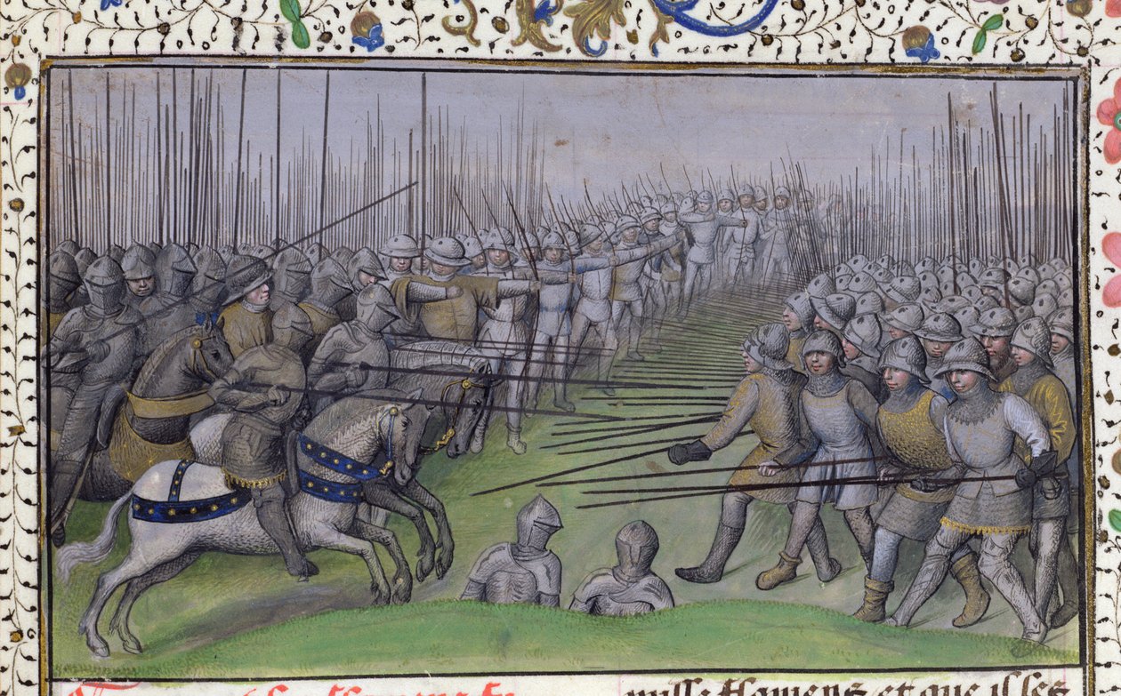 Ms 659 f.284r De Fransen verslaan de Vlamingen bij Westrozebeke in 1382, 1477 door Master of Mary of Burgundy