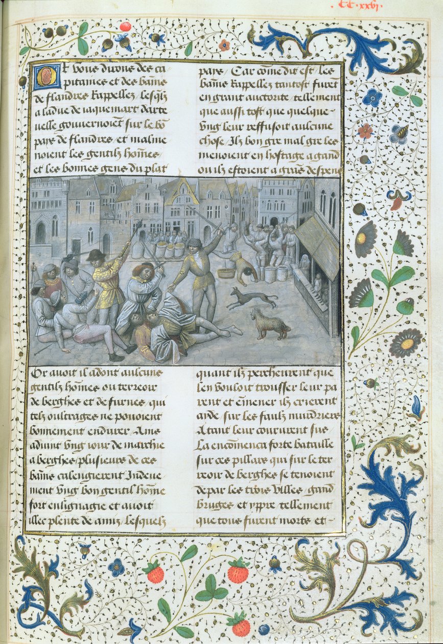 Ms 659 fol.226r De Familie Artevelde. Straatgevechten in Gent, 1477 door Master of Mary of Burgundy
