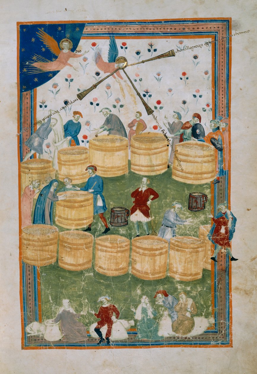 Graanmarkt in Florence (Codice Tempi 3, c. 7), uit de Biadaiolo Codex door Master of the Biadaiolo Codex Master of the Biadaiolo Codex