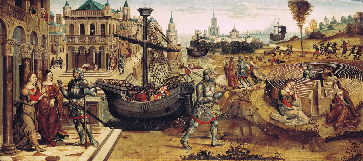 Theseus en de Minotaurus, uit het Verhaal van Theseus door Master of the Campana Cassoni
