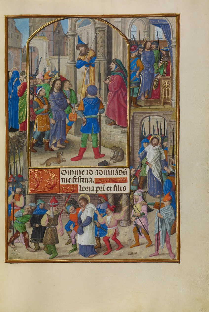 Christus voor Kajafas door Master of the Dresden Prayer Book