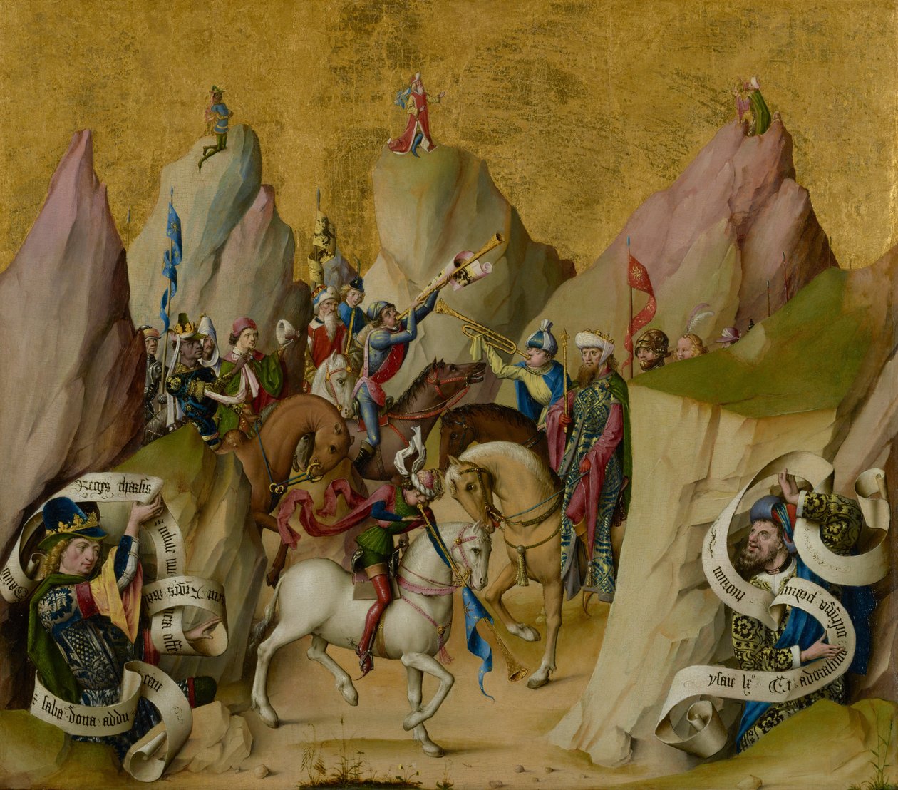 De ontmoeting van de drie koningen met David en Jesaja door Master of the St. Bartholomew Altarpiece