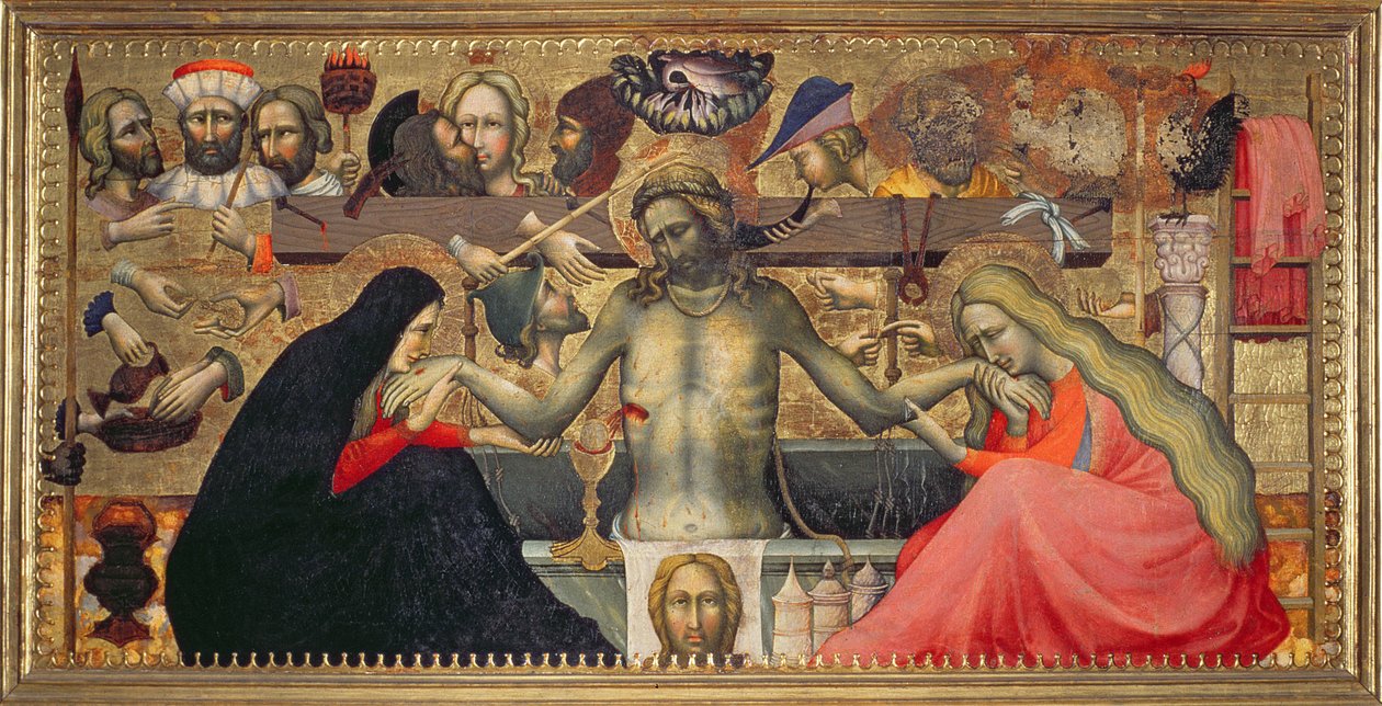 Man van smarten met instrumenten van de Passie door Master of the Straus Madonna