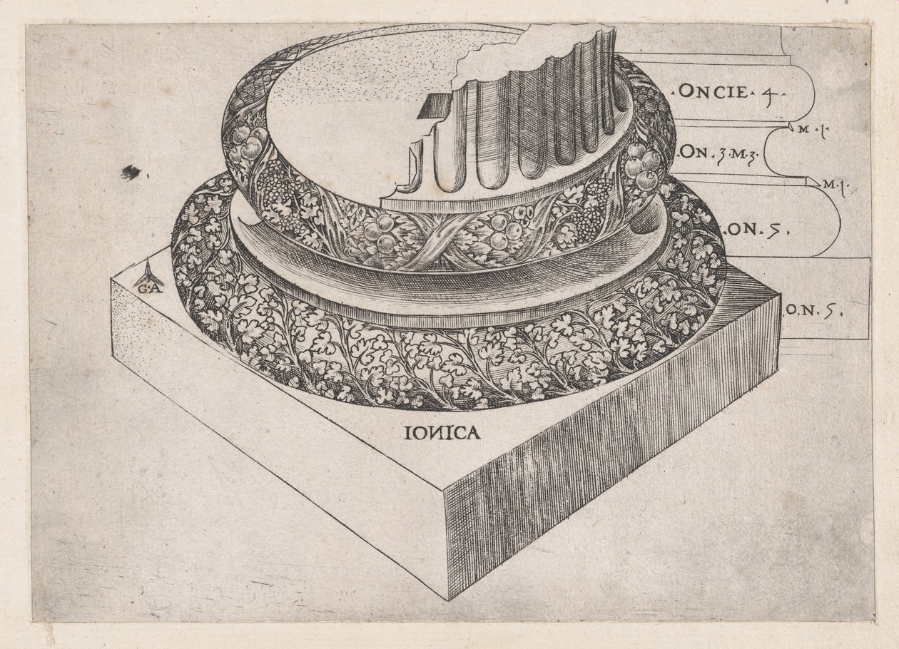 Speculum Romanae Magnificentiae: Ionische basis door Master GA
