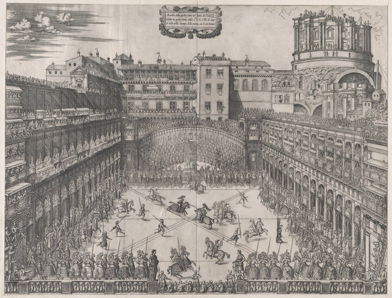Speculum Romanae Magnificentiae: Vaticaans Toernooi, 1565 door Master HCB