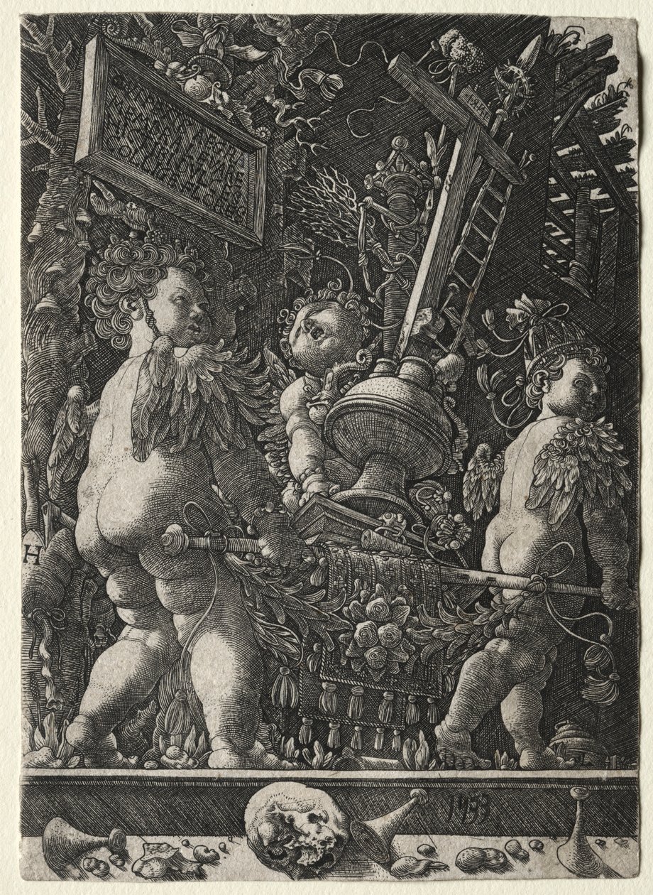 Engelen dragen de emblemen van de passie, 1533 door Master H. L.