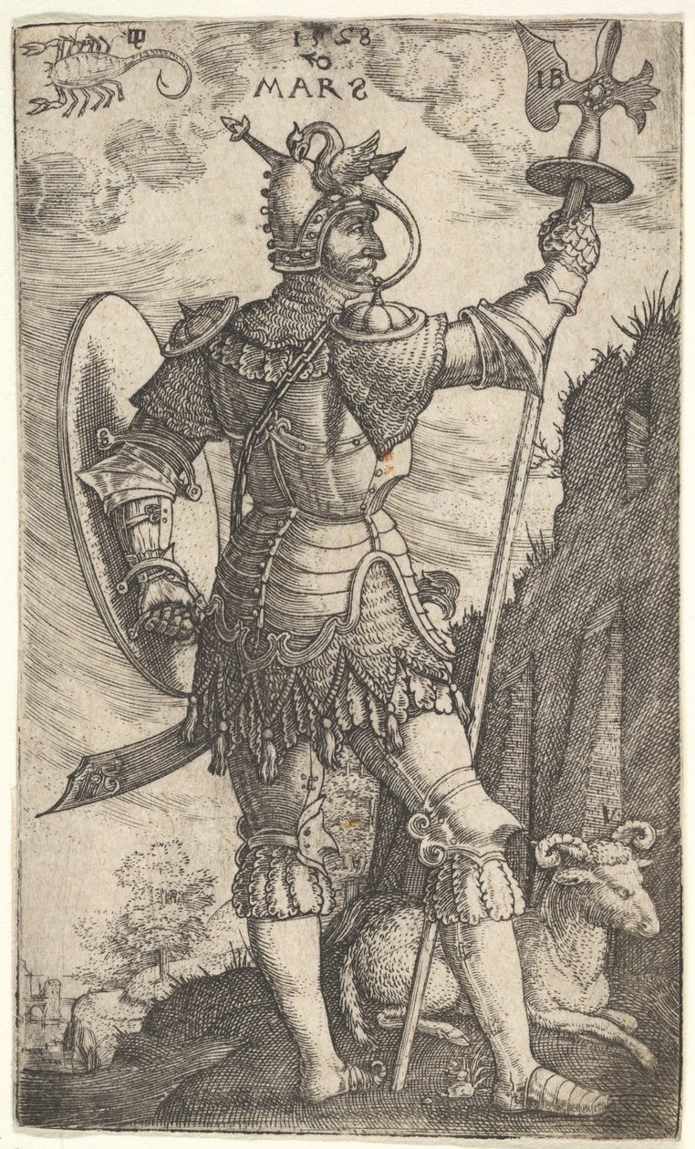 Mars uit De Goden die over de Planeet heersen, 1528 door Master I.B.